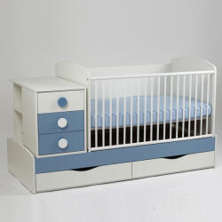 Bebe Design Patut copii si bebelusi transformer silence alb-color + grilaj culisabil