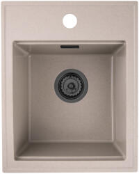 SINK Quality Mosogató minőségi Ferrum Új 4050, 1 kamrás gránit mosogató 400x500x185 mm + fekete szifon, bézs, SKQ-FER. 4050. B. XB (SKQ-FER.4050.B.XB)