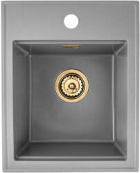 SINK Quality Mosogató minőségi Ferrum Új 4050, 1 kamrás gránit mosogató 400x500x185 mm + arany szifon, szürke, SKQ-FER. 4050. G. XG (SKQ-FER.4050.G.XG)