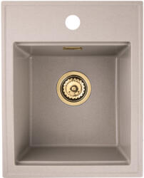 SINK Quality Mosogató Minőségi Ferrum Új 4050, 1 kamrás gránit mosogató 400x500x185 mm + arany szifon, bézs, SKQ-FER. 4050. B. XG (SKQ-FER.4050.B.XG)