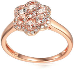 Heratis Forever Morganit gyűrű rózsaaranyból, 0.110 ct gyémánttal Virág IZBR713