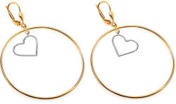 Heratis Forever Kétszínű arany karika fülbevaló szívvel 4, 5 cm IZ24352