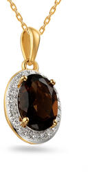 Heratis Forever Brown 2 arany medál gyémántokkal 0.070 ct és füstkvarccal IZBR296MSP
