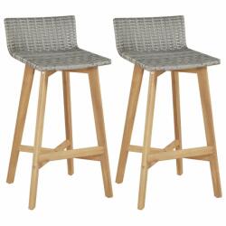 VID 2 db polyrattan tömör akácfa bárszék 40 x 45 x 90 cm