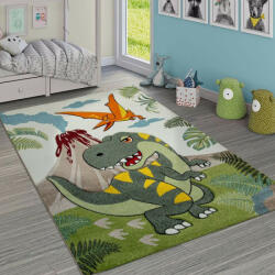  Rövidszálú gyerekszoba szőnyeg dinoszauros mintával - színes 200x290 cm