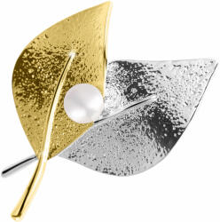 JwL Luxury Pearls Broșă Bicolor frunze 2in1 cu perlă dreaptă JL0571