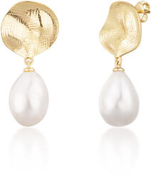 JwL Luxury Pearls Gyönyörű aranyozott fülbevaló igazi barokk gyöngyökkel JL0724 - vivantis