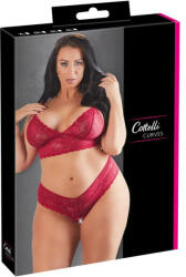 Cottelli Collection Plus Size - puha csipke melltartó szett (piros) (22124043061) - szexshop