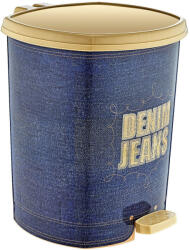 Özer Plastik Műanyag pedálos szemetes, kék/arany mintás DENIM 11L (D010X60) - alphadenthigienia