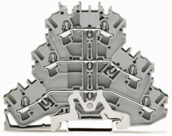 WAGO Földelő/átmenő sorkapocs 3-szintes 0, 75-2, 5mm2 TS35 szürke/zöld/sárga EX e rugószorításos WAGO (2002-3227)