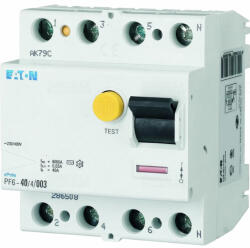 Eaton Áram-védőkapcsoló (Fi-relé) analóg 4P 25A 30mA A-típus 6kA PF6-25/4/003-A EATON (M112930)