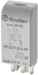 FINDER Túlfeszültségvédő modul varisztor 6-24VAC 6-24VDC AC/DC LED 99.02. 0.024. 98 FINDER (9902002498)