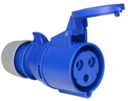 PCE Ipari dugalj lengő 2P+E 32A 3P 230V(50+60Hz) kék egyenes IP44 műanyag 6h-pozíció Shark PCE (PCEL223-6)