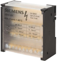 Siemens Sorkapocssín elosztóblokk 4P 6. . 16mm2/8x4…10mm2 DIN-sínre lapos 80A 5ST SIEMENS (5ST2501)