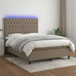 vidaXL tópszínű szövet rugós és LED-es ágy matraccal 140x200 cm (3135121) - pepita