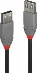 Lindy Anthra Line USB-A apa - USB-A apa 2.0 Adat és töltő kábel - Fekete (2m) (36703)