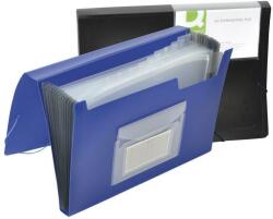 Q-CONNECT Mapa cu burduf A4, 13 compartimente, separatoare color, inchidere cu elastic, Q-Connect - negru (KF01276) - pcone