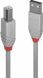Lindy Anthra Line USB-A apa - USB-B apa 2.0 Adat és töltő kábel - Szürke (2m) (36683)