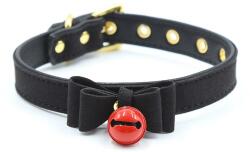 Fetish Addict Collar With Bow and Rattle 44cm Black/Red