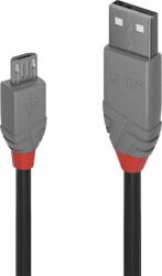 Lindy Anthra Line USB-A apa - Micro USB-B apa 2.0 Adat és töltő kábel - Fekete (3m) (36734)