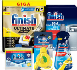 Finish Ultimate Plus All in 1 Kezdőcsomag tisztító folyadékkal, 90db kapszulával