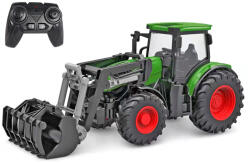 MIKRO Kids Globe R/C tractor verde 27cm cu încărcător frontal cu baterie cu lumină de 2, 4 GHz (MI510310)