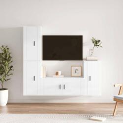 vidaXL 4 részes magasfényű fehér szerelt fa TV-szekrényszett (3188592)