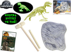 MIKRO Set Jurassic World, sculptați un schelet de dinozaur T-Rex care strălucește în întuneric cu accesori (MI34733)