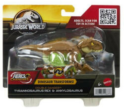 Mattel Jurassic World Fierce Changers - Tyrannosaurus Rex és Ankylosaurus átalakítható játékfigura (HLP05_HLP06)