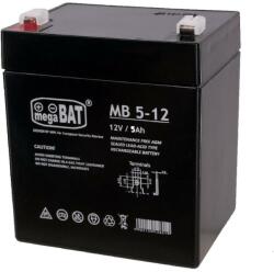 Megabat Acumulator VRLA AGM MB5-12 fara intretinere 5Ah 12V. terminal de conexiune FASTON 187 (MB5-12)