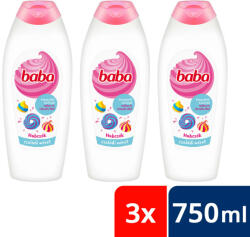 Baba habcsók tusfürdő málna és rózsafa illattal 3x750 ml - pelenka