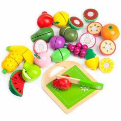 Bestent Set bucătar pentru fructe și legume pentru feliat Ecotoys + cutie 20buc set lemn Bucatarie copii