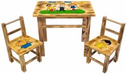  Gyerek fa asztalka motívummal + 2 szék