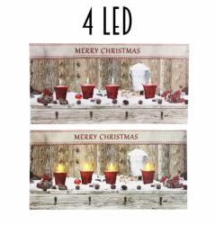 Yala Design Karácsonyi 4 LED-es vászonkép, Merry Christmas és Noel felirattal (218043)