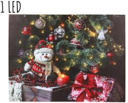 Yala Design Karácsonyi vászonkép hóemberrel, karácsonyfával és gyertyával - 1 LED-es (218111)