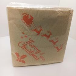 Peppy-Trade Karácsonyi szalvéta - szarvasos, feliratos 1/4 hajtott 125 db/csomag - barna papír