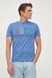 Ralph Lauren pamut póló férfi, nyomott mintás - kék M - answear - 30 990 Ft