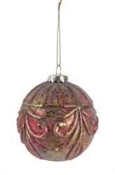 Karácsonyi Dekoráció üveg Gömb Antik Indás Mályva 8cm (5967948173176)
