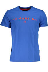 La Martina Tricou barbati din bumbac cu imprimeu cu logo albastru (FI-WMR005JS206_BL07037_M)