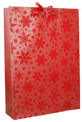 Creative Dísztasak CREATIVE Deluxe Plus XL 45x33x10 cm karácsonyi csillagos matt piros sodort füles masnival (77672) - papir-bolt