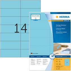 Herma No. 4558 kék színű 105 x 42, 3 mm méretű, univerzálisan nyomtatható, matt felületű öntapadós etikett címke, permanens ragasztóval A4-es íven - kiszerelés: 1400 címke / 100 ív