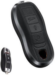 Porsche 3 gombos smart kulcs alumínium+bőr tok (LPO008)