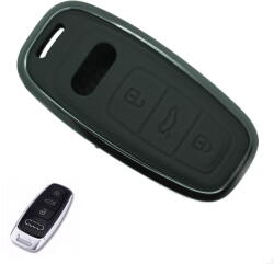 Audi 3 gombos smart kulcs alumínium+bőr tok (LAU015)