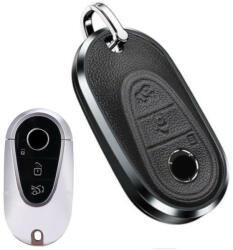  Mercedes 3 gombos keyless kulcs aluminium+bőr tok (LME000)
