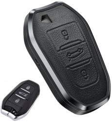  Peugeot 3 gombos smart kulcs alumínium+bőr tok (LPE012)