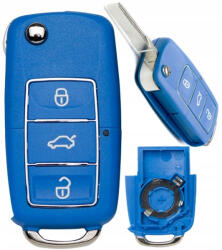 Skoda 3 gombos bicsakulcsház kék vízálló (VW000039)