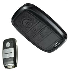 Kia 3 gombos smart kulcs aluminium+bőr tok (LKI015)