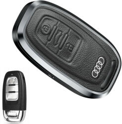 Audi 3 gombos smart kulcs aluminium+bőr tok (LAU008)