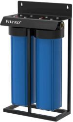 FILTRO Set 2 carcase albastre, BIG BLUE 20" TWIN, conexiune 1" din alama, cheie, supapa presiune si cadru metalic (BIG-BLUE-20-TWIN) Filtru de apa bucatarie si accesorii