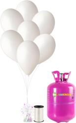 HeliumKing Set petrecere heliu cu baloane albe 30 buc